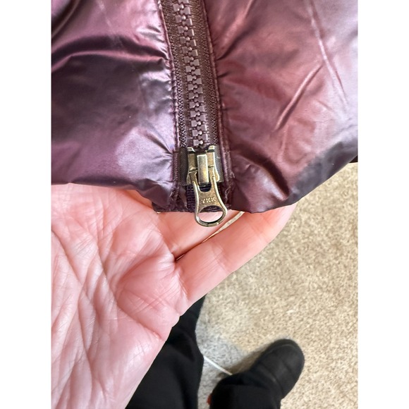 Eddie Bauer Women's Down Puffer Coat Hooded Metallic Purple Quilted Full Zip L - Picture 4 of 10